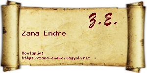 Zana Endre névjegykártya